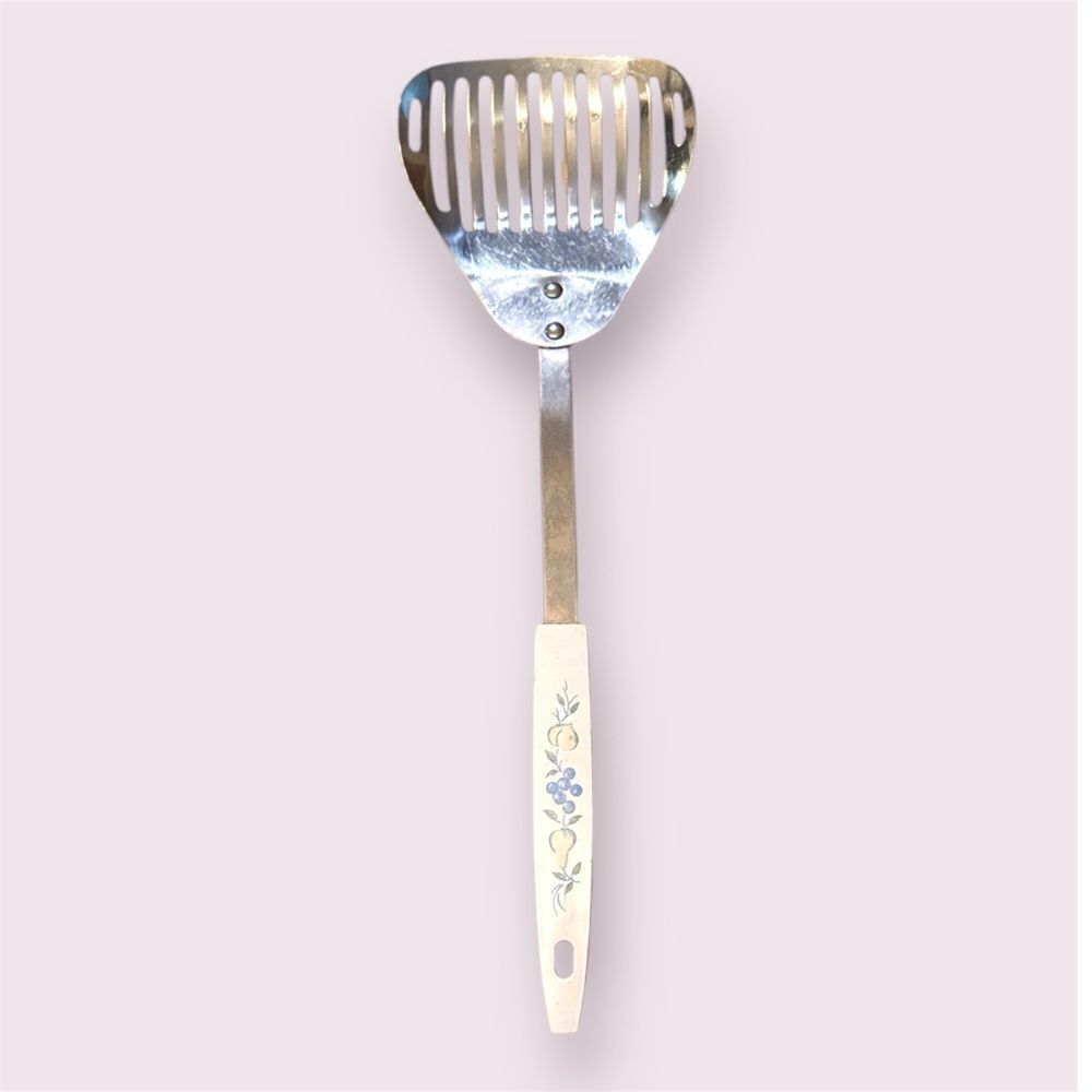 VINTAGE Strainer USA Spatula Stainless Steel With Fruit Pattern Handle